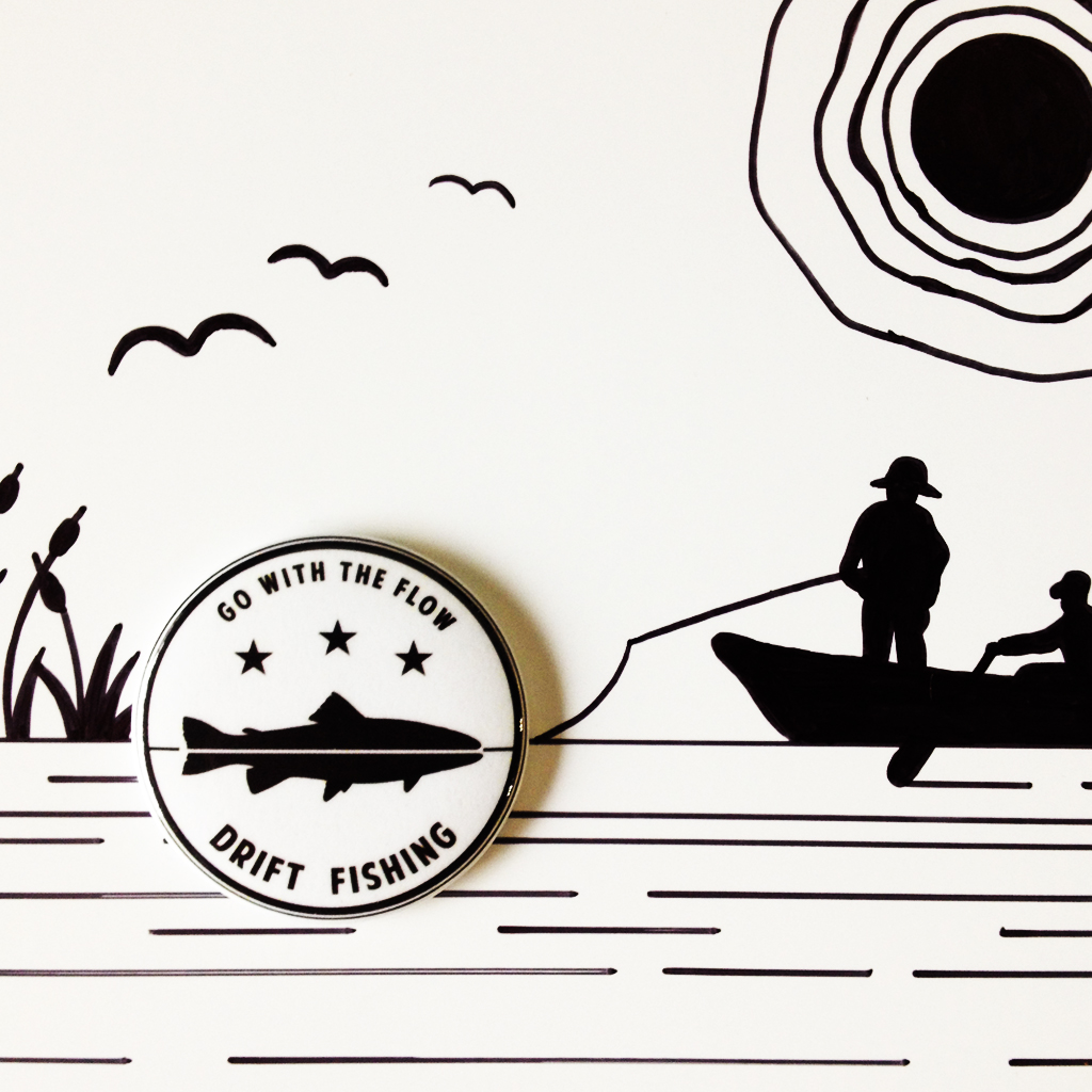 Drift Fishing Pin-Back Buttons